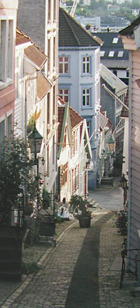 a quiet street in Bergen Norway